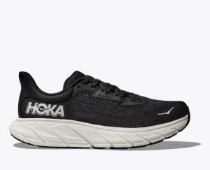 HOKA Arahi 7 Men's Running Shoes Black / White | 73159PIXM