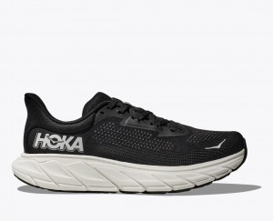 HOKA Arahi 7 Women's Running Shoes Black / White | 37820XFIG