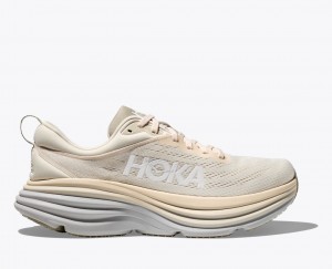 HOKA Bondi 8 Men's Running Shoes Beige / Grey | 16402HUKZ