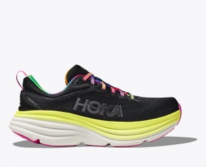 HOKA Bondi 8 Men's Running Shoes Black / Multicolor | 56714EKIB