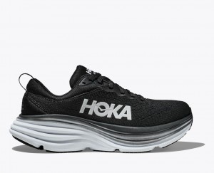 HOKA Bondi 8 Men's Running Shoes Black / White | 73809SAZY