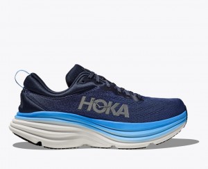 HOKA Bondi 8 Men's Running Shoes Dark Blue / Blue | 76201HAOF