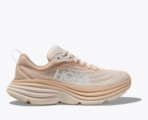 HOKA Bondi 8 Men's Running Shoes Light Beige | 21495KZQV