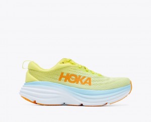 HOKA Bondi 8 Men's Running Shoes Light Green / Light Blue | 67539KVNO