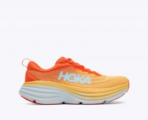 HOKA Bondi 8 Men's Running Shoes Orange / Red | 25097SGEC