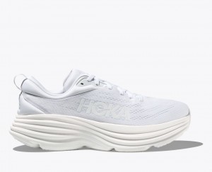 HOKA Bondi 8 Men's Running Shoes White | 78042NSTC