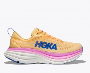 HOKA Bondi 8 Women's Running Shoes Light Orange / Pink | 17658DVNJ