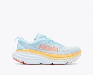 HOKA Bondi 8 Women's Running Shoes Light Blue | 81063AFHM