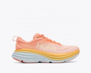 HOKA Bondi 8 Women's Running Shoes Light Coral | 90147EFNP