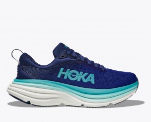 HOKA Bondi 8 Women's Running Shoes Navy / Turquoise | 19840EDLC