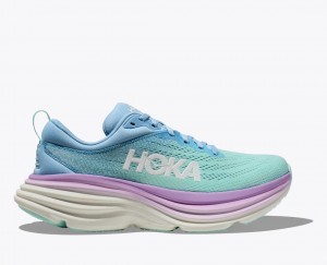 HOKA Bondi 8 Women's Running Shoes Turquoise / Blue / Purple | 62413JSEV