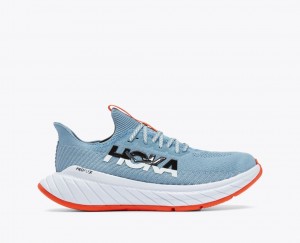 HOKA Carbon X 3 Men's Running Shoes Light Blue / Coral | 67024UBNA