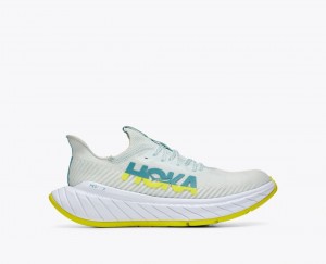 HOKA Carbon X 3 Men's Running Shoes White / Green | 82706SHGX