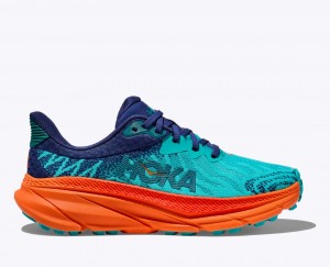 HOKA Challenger 7 Women's Trail Running Shoes Turquoise / Navy | 07948XIWA