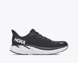 HOKA Clifton 8 Men's Running Shoes Black / White | 74860XCEQ