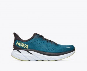 HOKA Clifton 8 Men's Running Shoes Dark Turquoise / Black | 29604NBKH