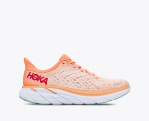 HOKA Clifton 8 Women's Running Shoes Coral | 85210ARIC