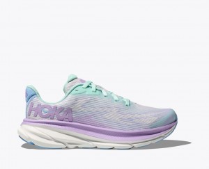 HOKA Clifton 9 Kids' Running Shoes Grey / Light Pueple | 26417APLD