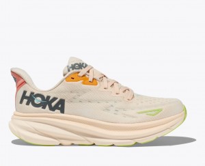 HOKA Clifton 9 Women's Running Shoes Light Beige / Multicolor | 04968YJWT