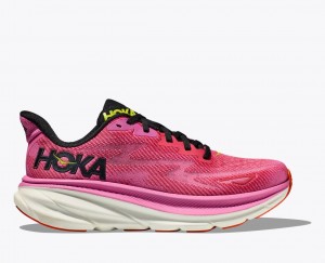 HOKA Clifton 9 Women's Running Shoes Pink / Black | 27160ETCD