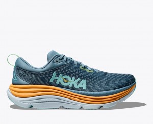 HOKA Gaviota 5 Men's Running Shoes Blue / Orange | 71653VUIS