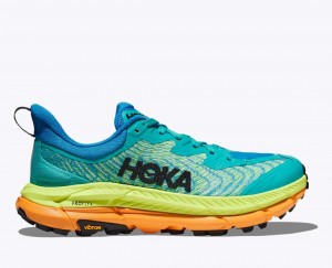 HOKA Mafate Speed 4 Men's Trail Running Shoes Turquoise / Green / Orange | 08352UOFN