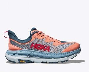 HOKA Mafate Speed 4 Women's Trail Running Shoes Grey / Coral | 83105VBYM