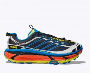 HOKA Mafate Three2 Women's Trail Running Shoes Black / Blue | 56219ZABN