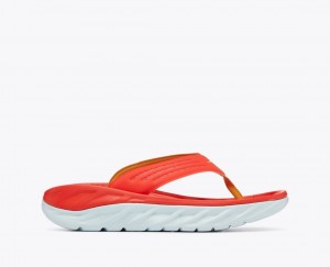 HOKA ORA Recovery Men's Flip Flops Dark Coral | 95061NHBF