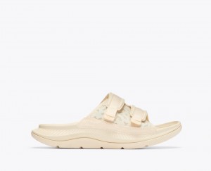 HOKA Ora Luxe Men's Slide Cream | 85267PNMX