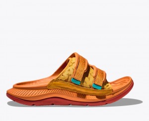 HOKA Ora Luxe Men's Slide Dark Orange | 03614REQN