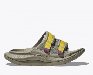 HOKA Ora Luxe Men's Slide Khaki / Yellow | 36791INFB