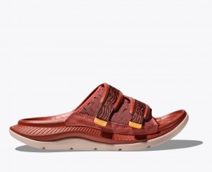 HOKA Ora Luxe Men's Slide Red Brown | 95147MTED