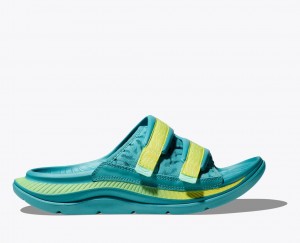 HOKA Ora Luxe Men's Slide Turquoise | 43107NZMX