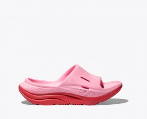 HOKA Ora Recovery 3 Kids' Slides Pink / Red | 54687RIMH