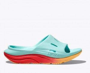 HOKA Ora Recovery 3 Women's Slide Light Turquoise / Orange | 16572NVIG