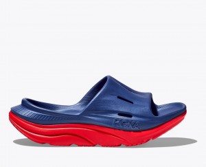 HOKA Ora Recovery 3 Women's Slide Navy / Red | 54820PGRT