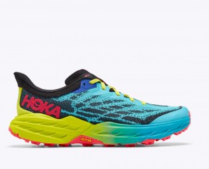 HOKA Speedgoat 5 Men's Trail Running Shoes Turquoise / Black / Green | 63045GZLD