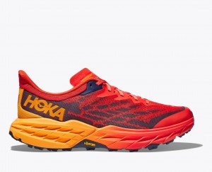 HOKA Speedgoat 5 Men's Trail Running Shoes Red / Dark Brown | 01834AGPK