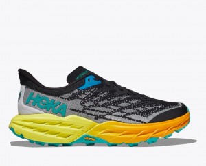 HOKA Speedgoat 5 Men's Trail Running Shoes Black / Grey / Orange | 78395IVQU