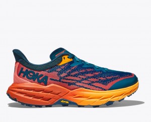 HOKA Speedgoat 5 Women's Trail Running Shoes Dark Blue / Orange | 81290PKDA