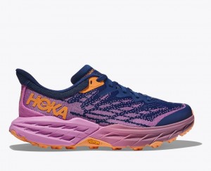 HOKA Speedgoat 5 Women's Trail Running Shoes Navy / Pink | 53720FGAD