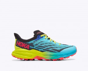 HOKA Speedgoat 5 Women's Trail Running Shoes Blue / Navy / Green | 92156LDQY