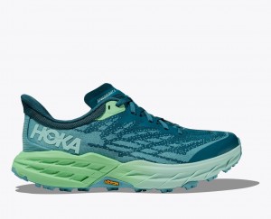 HOKA Speedgoat 5 Women's Trail Running Shoes Blue / Green | 45102QFSP