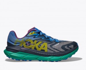 HOKA Tecton X 2 Men's Trail Running Shoes Black / Grey / Blue | 78149ARGB