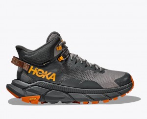 HOKA Trail Code GTX Men's Hiking Boots Grey / Black | 65420ZIYQ