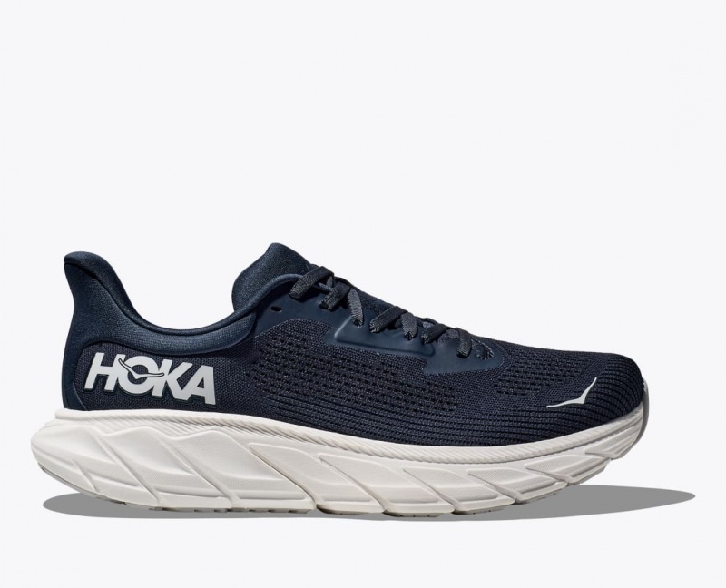 HOKA Arahi 7 Men\'s Running Shoes Navy / White | 56319NFYP