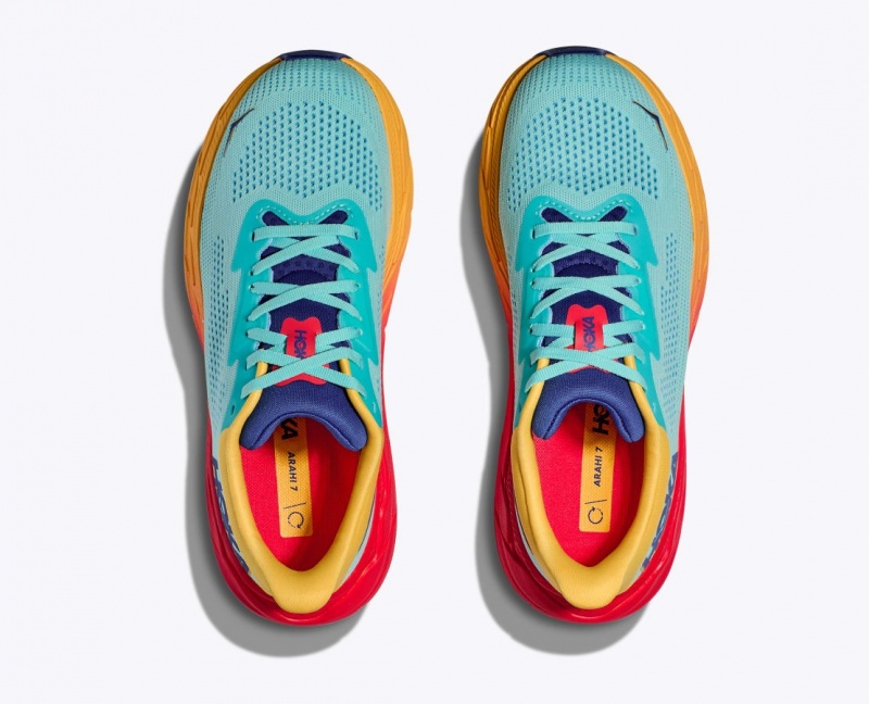 HOKA Arahi 7 Women's Running Shoes Turquoise / Orange | 38654UEQI