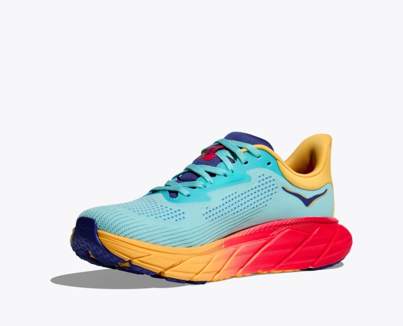 HOKA Arahi 7 Women's Running Shoes Turquoise / Orange | 38654UEQI