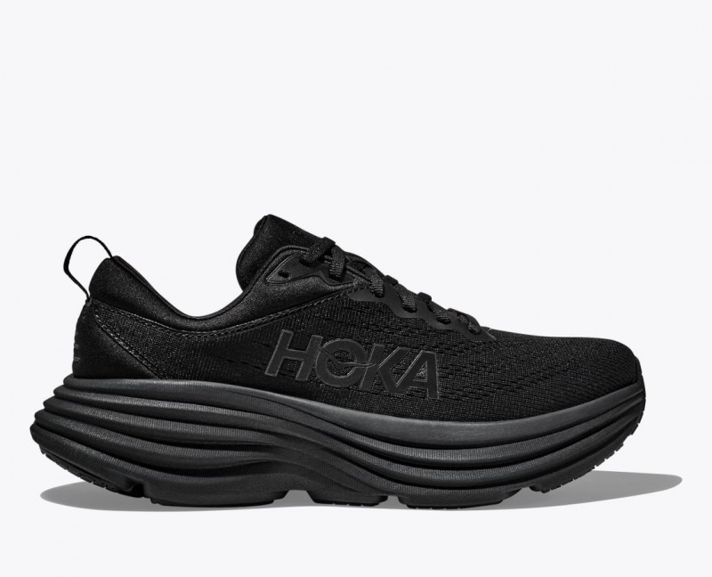 HOKA Bondi 8 Men\'s Running Shoes Black | 07248UTWH